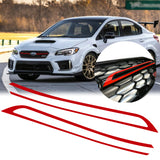 Glossy Red / Fluorescent Yellow Front Grille Pinstripe Vinyl Sticker Trim for Subaru WRX STI 2018 2019 2020, Racing Sport Front Hood Panel Pre-cut Stripe Decal Molding