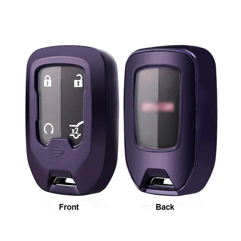 Purple Soft TPU Full Covered Keyless Entry w/Button Fob Cover For Chevrolet Silverado 1500 2500HD 3500HD 2019-up