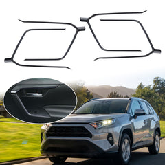 Door Armrest Panel Strip Cover Trim Compatible with Toyota RAV4 2019-2021, Carbon Fiber Texture (4pcs)