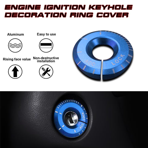 For VW Golf GTI Jetta Audi A3 A4 A6 TT Blue Ignition Keyhole Decor Cover Trim 1X