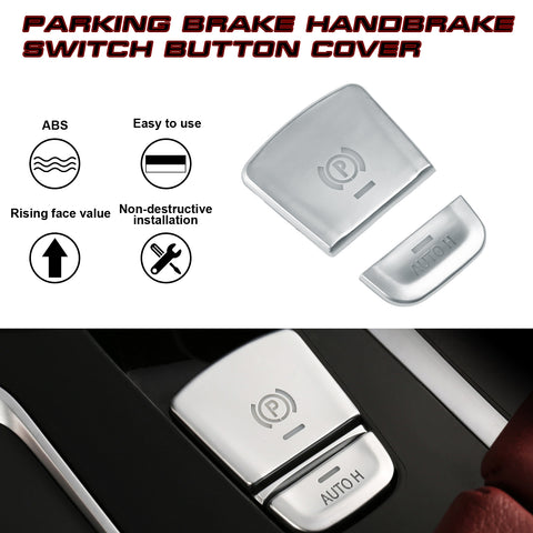 2Pcs Silver Gear P Brake+Hold Function Button Cover For BMW F10 5 Series 18-19