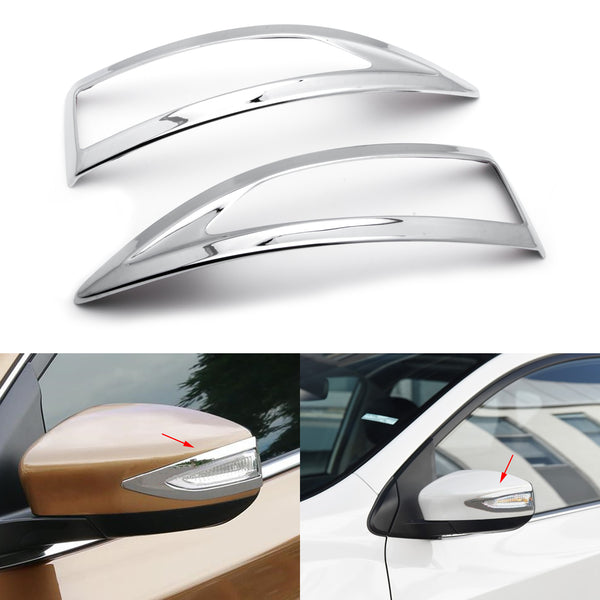 2pcs ABS Chrome Rear View Side Door Mirror Signal Light Frame