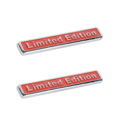 2x Limited Edition Logo Emblem Metal Badge Sticker for Car Side Door Fender Rear Trunk 2.5" x 0.4" (RED)