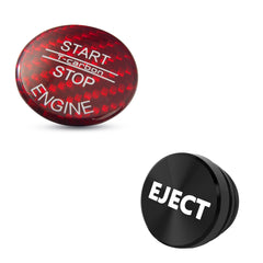 0.9" Red Carbon Engine Start + Black Cigarette Lighter Eject Button Trim For BMW