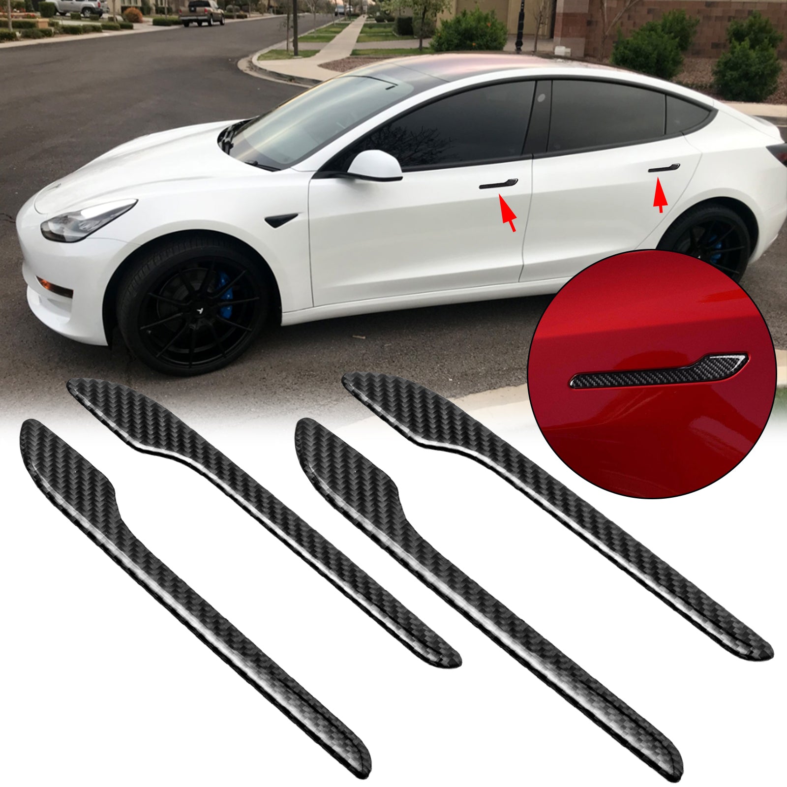 4pcs for Tesla Model 3 2017-up Side Door Push Handle Cover Trim, Sport