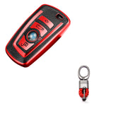 Red Full Cover Smart Key Fob Exact Fit Cover w/Keychain For BMW F20 F21 F22 F25 F30 F31