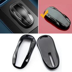 for Tesla Model S Model 3 Key Fob Cover, Keyless Remote Flip Key Shell Case, Black Hard ABS Remote Key Protection