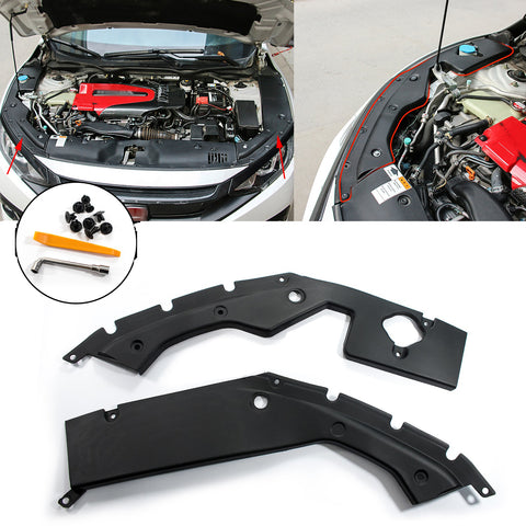 2pcs Engine Bay Side Panel Cover Replacement for Honda Civic 10th Gen 2016-2019