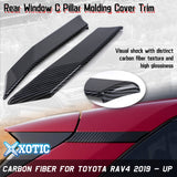 Exterior Rear Door Window C Pillar Post Anti Scratch Cover Trim For Toyota RAV4 2019 2020 2021 2022 2023 2024, Crabon Fiber Pattern