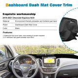 Center Console Dashboard Mat Pre-Cut Non-Slip Sunshield Sun Glare Protector Dash Carpet Pad Black Cover Compatible with Chevrolet Equinox SUV 2018-2022