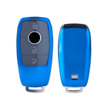 Blue Soft TPU Full Protect Smart w/Button Key Fob Cover For Mercedes-Benz C E S