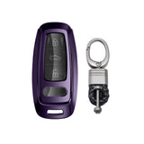 Xotic Tech Purple TPU Key Fob Shell Full Cover Case w/ Black Keychain, Compatible with Audi A6 C6 C5 A3 A4 B6 B7 B9 B8 A5 A2 Q5L Q3 A1 S3 A4L Q7 A5 A7 A8 Q5 R8 TT S5 S6 S7 S8 Smart Keyless Entry Key