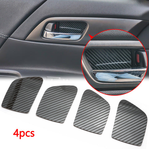 4pcs Carbon Fiber Style Car Inner Door Handle Bowl Trim Panel Cover for Honda Accord 2013-2017