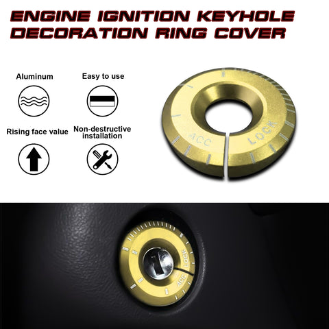 1PC Gold Ignition Keyhole Ring Overlay Trim For VW Golf GTI Jetta Audi A3 A4 TT