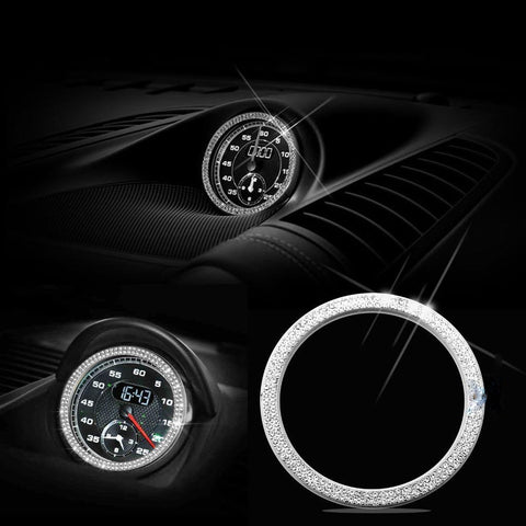 Luxury Dashboard Clock Diamond Ring Emblem Sticker for Porsche 911 Cayenee Boxster Macan Panamera