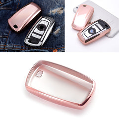 Key Fob Cover Protective Case, Soft TPU Key Case Shell Keyless Remote Control Smart Car Key Protector for BMW 1 2 3 5 6 7 Series X1 X3 X4 X5 X6 M2 M3 M4 M5 M6, Rose Gold