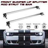 2pc Adjustable 7.87'' Front Bumper Lip Splitter Diffuser Strut Rod Tie Bars Compatible with Most Vehicles [Silver]