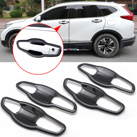 4pcs for Honda CR-V CRV 2017 2018 2019 2020 2021 Door Handle Bowl Panel Cover Trim, Carbon Fiber Style Side Door Handle Protector