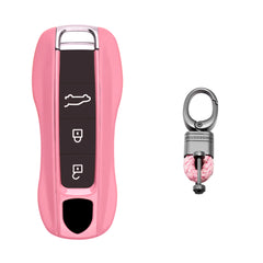 Pink Remote Control Key Fob Cover Hard Shell w/Keychain For Porsche Cayenne Panamera 2018+