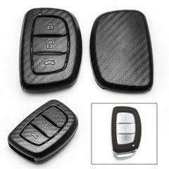 Matte Carbon Fiber Finish Full Sealed Key Fob Shell Case Protective Hard Cover for Hyundai Accent Santa Fe Elantra Tucson 3-Button Key