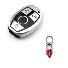 Silver TPU Full Protect Smart Key Cover Case w/Keychain For Mercedes A B C E S M CLS CLK