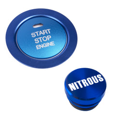 Blue Aluminum Ignition Start + Cigarette Lighter NITROUS Button Trim For Subaru