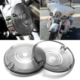 Dark Smoked Turn Signal Light Flat Lens Covers For Harley Davidson Motorcycle