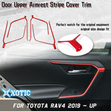 Sporty Red Inner Door Upper Armrest Strip Decor Cover Trims For Toyota RAV4 2019-21