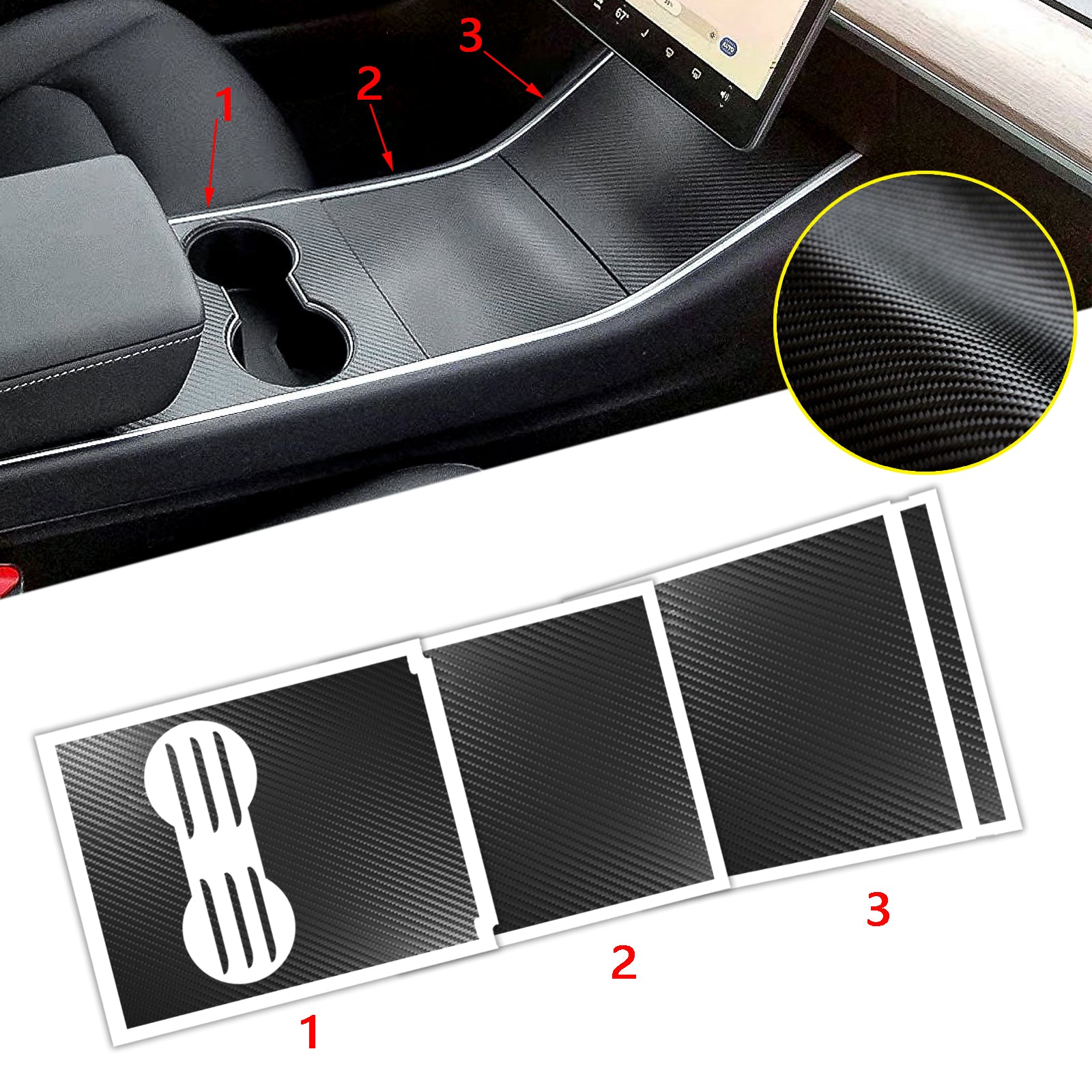 Center Console Panel Protection Film For Tesla Model 3 2024