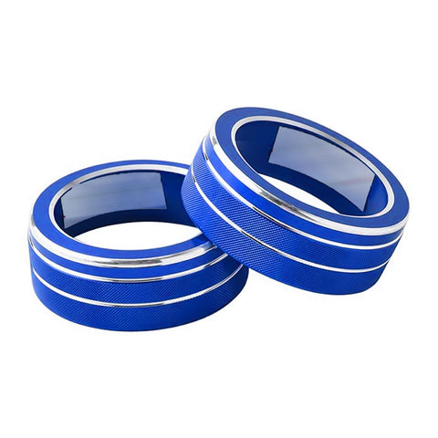 2PCS Blue Aluminum AC Climate Knob Ring Overlay Trim For Toyota RAV4 2019-2023