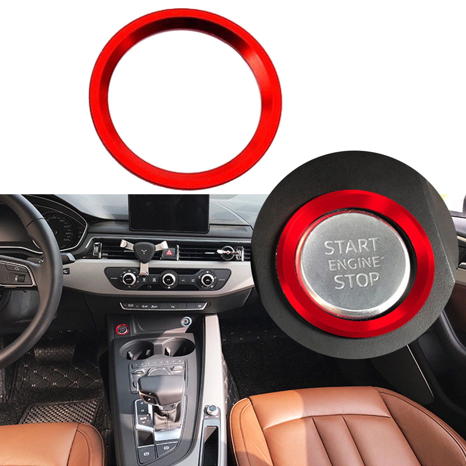 Metal Engine Button 3D Metal Stainless Steel Keyless Engine Push Start Button Decor Trim R ...