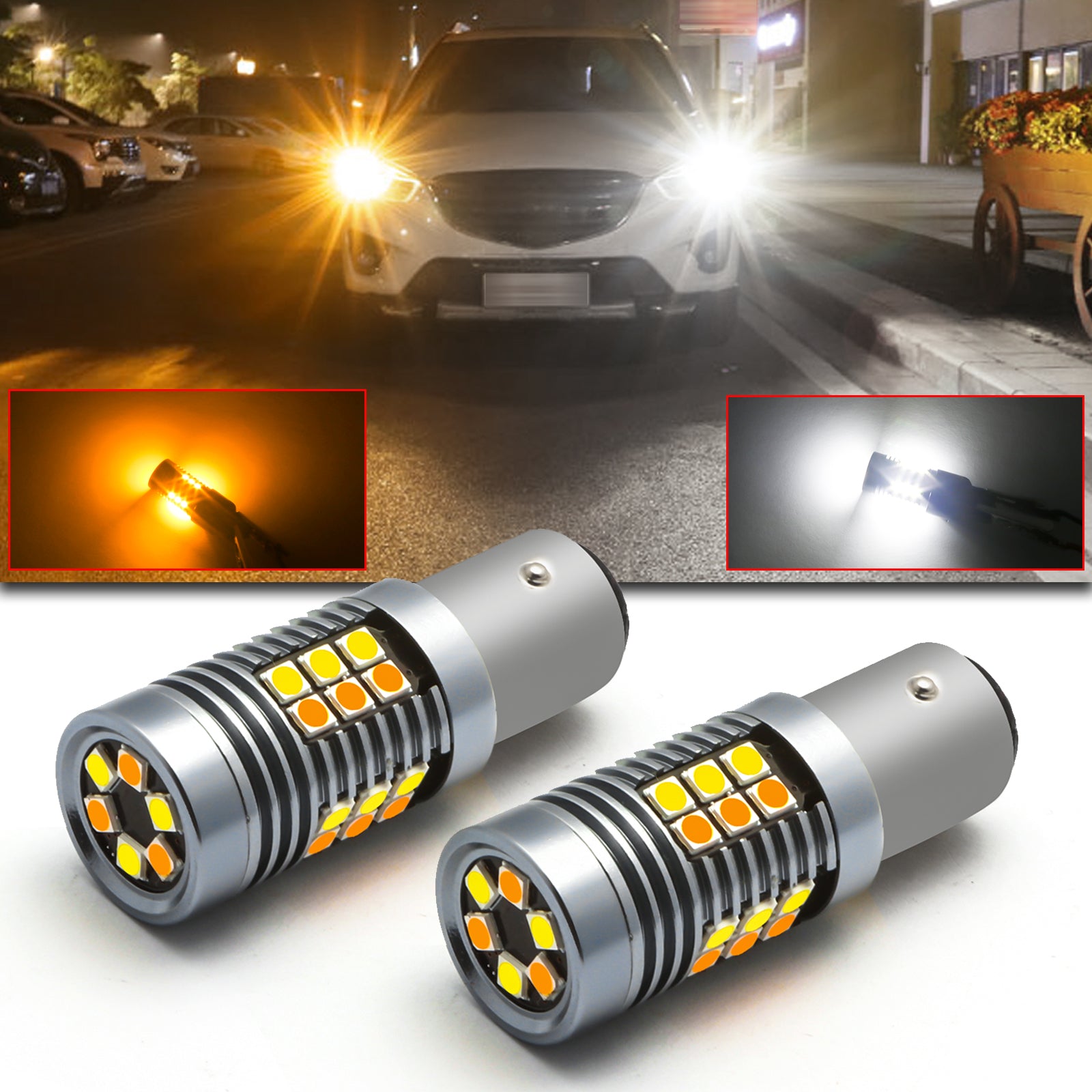 White Amber 30SMD LED Switchback Turn Signal Parking Light For Chevy K ...