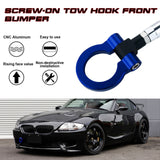 Blue CNC Euro Racing Style Tow Hook For BMW 1 3 5 Series X5 X6 Mini Cooper R55