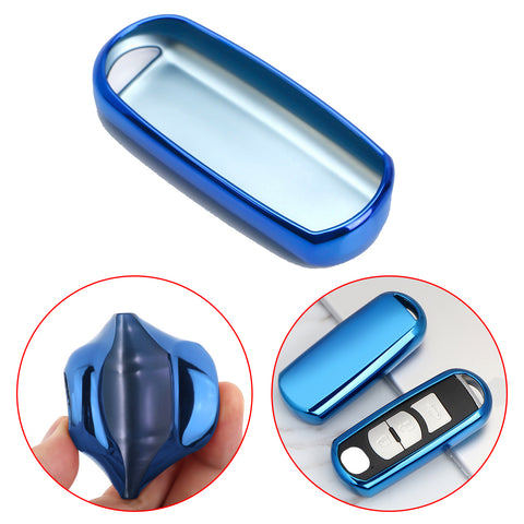 TPU Key Fob Cover Case Key Protective Shell for Mazda 2 3 5 6 8 CX3 CX5 CX7 CX9 MX5 Smart Remote Key 2/3/4-Button, Blue