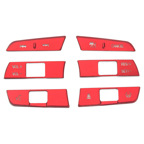 6x Red JDM Sporty Steering Wheel Button Cover Trim For Honda Civic 11th Gen 2022