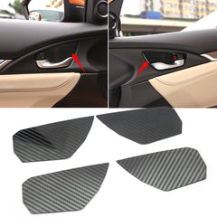 Carbon Fiber Look Door Wrist Trim Inner Door Handle Bowl Decoration Cover for Honda Civic 2020 2019 2018 2017 2016