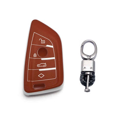1Pc Brown Anti-Fingerprint Remote Control Keyless Cover Case Protector For BMW