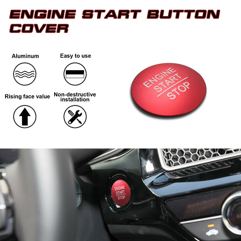 Red Aluminum Start/Stop Engine Button Cover Trim For 10th Gen Honda Accord Civic