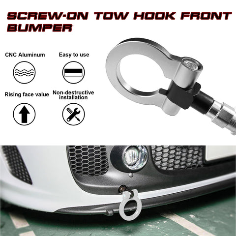 Set Silver Track Racing Aluminum Tow Hook Ring For Honda Fit Acura TL 2006-2008