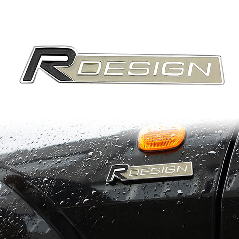 Silver/Black Metal R-Design Letter Emblem Trunk Lid Side Fender Decal Badge for Volvo