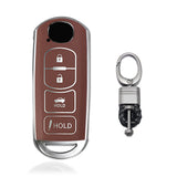 Brown Soft TPU Leather Full Protect Remote Key Fob Cover For 2009-2020 MAZDA 3 6