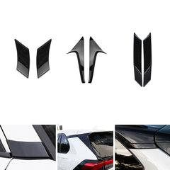 Glossy Black Exterior Front Window A-Pillar Rear Window C-Pillar Spoiler Window Pillar Accessories Cover Trim Combo Kit, Compatible with Toyota Rav4 2019-2024
