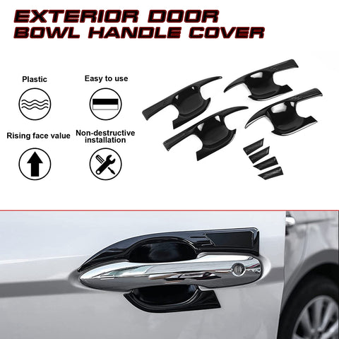 Set Gloss Black Door Handle Bowl Covers Decoration For Toyota Camry 2018-2024