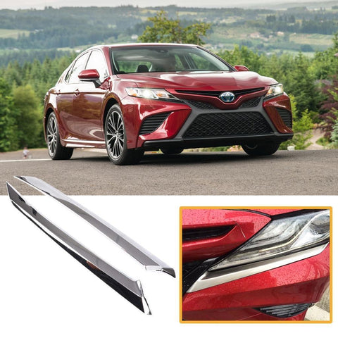 2 x Front Headlight Eyelid Cover Stainless Chrome Trim for Toyota Camry 2018