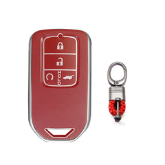 Red Soft TPU Leather Full Protect Key Fob Cover Case For Honda Civic 2014-2023