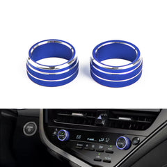 2PCS Blue AC Knob Control Ring Surround Decoration Trim For Toyota Camry 2021-up