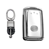 Silver Soft TPU Full Protect Remote Smart Key Fob Cover w/Keychain For Mazda 3 2019-2021