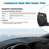 Center Console Dashboard Mat Pre-Cut Non-Slip Sunshield Sun Glare Protector Dash Carpet Pad Black Cover Compatible with Ford Escape 2020-2023
