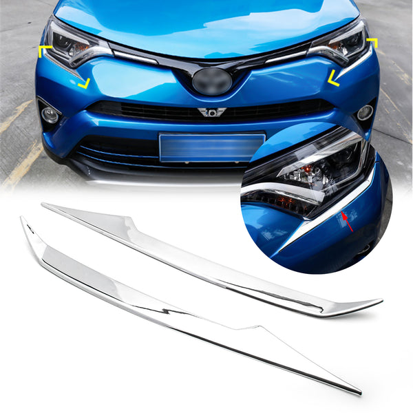 2pcs ABS Chrome Headlight Head Lamp Lower Cover Trim for Toyota RAV4 2 |  Xotic Tech