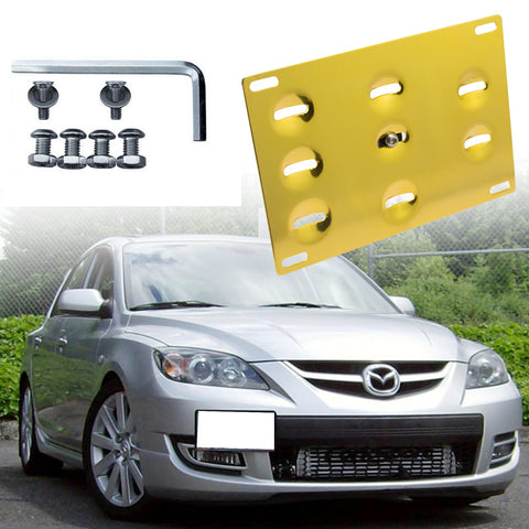 Black / Gold / Red Tow License Plate Frame Bumper Relocating Mount Bracket Kit for Mazda 3 6 CX-5 MX-5 Miata